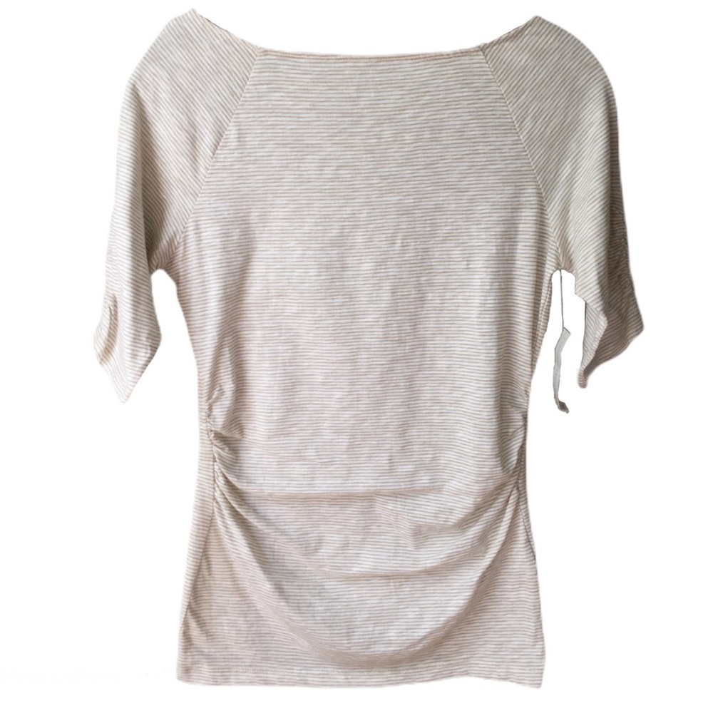 NY&C 3/4 Sleeve Top Beige White Stripes NWT